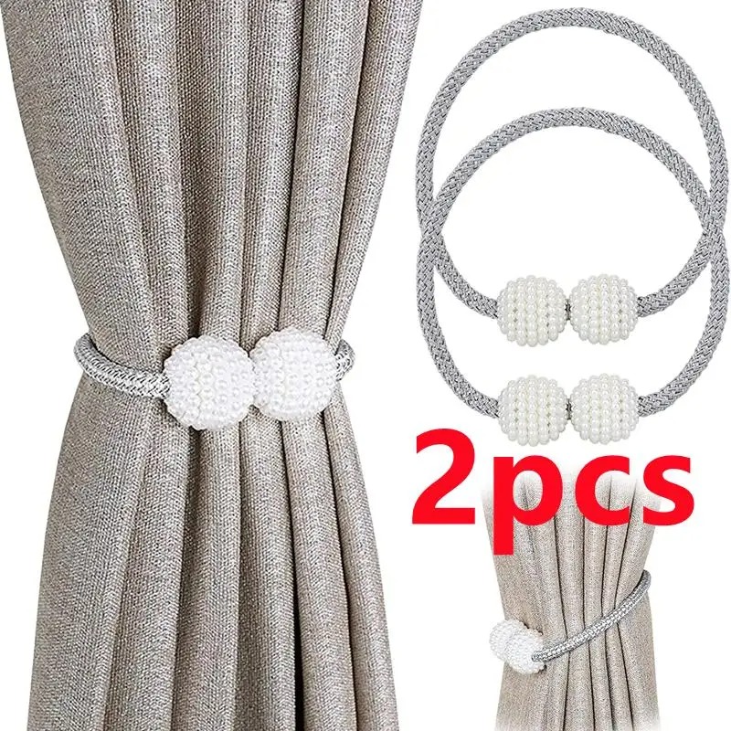 Home Bathroom Accessories - 1/2PCS Pearl Magnetic Curtain Clip Curtain