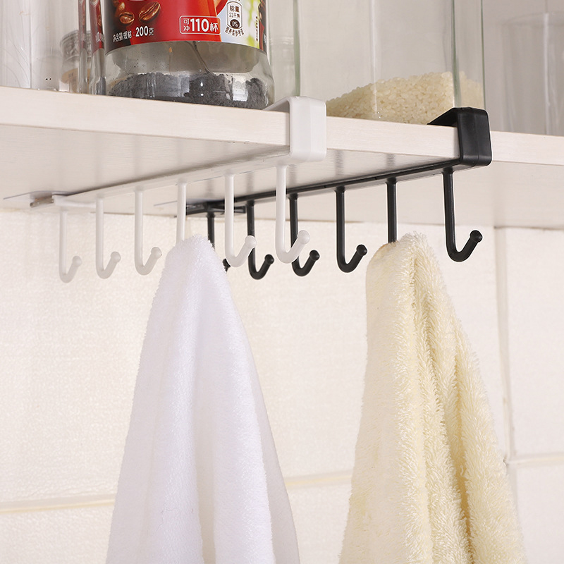 Jet Home Bathroom Accessories - 6 Hooks Storage Shelf Plastic Under
