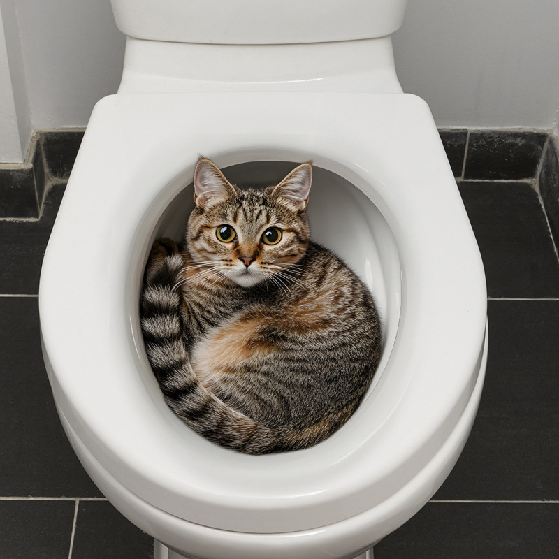 Jet Home Bathroom Accessories - 3D Funny Cat Toilet Sticker Bathroom