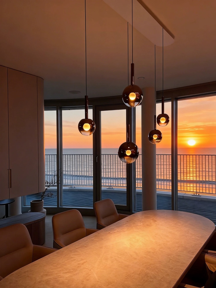 Home Of The Year Bathroom - Smoke Gray Gradient Glass LED Pendant