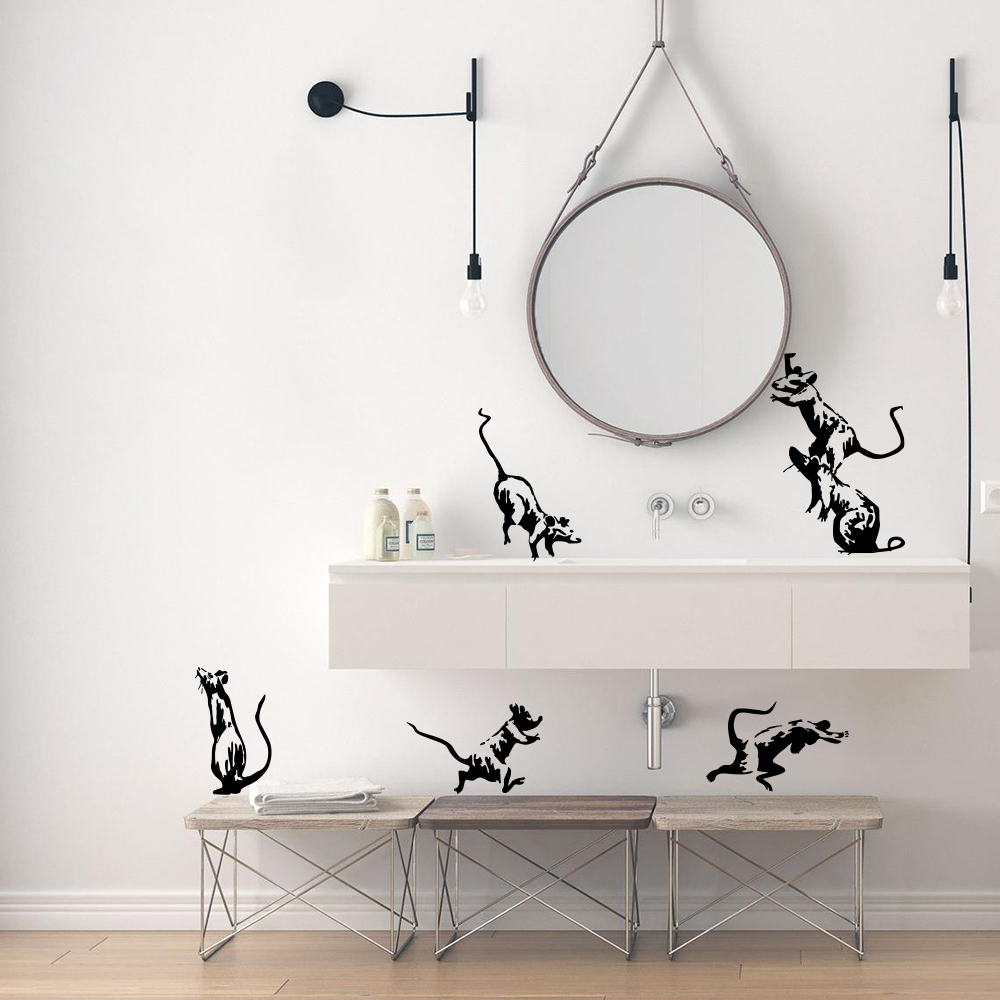 Home Bathroom Tiles - 5 Chiếc Banksy Vệ Sinh Chuột