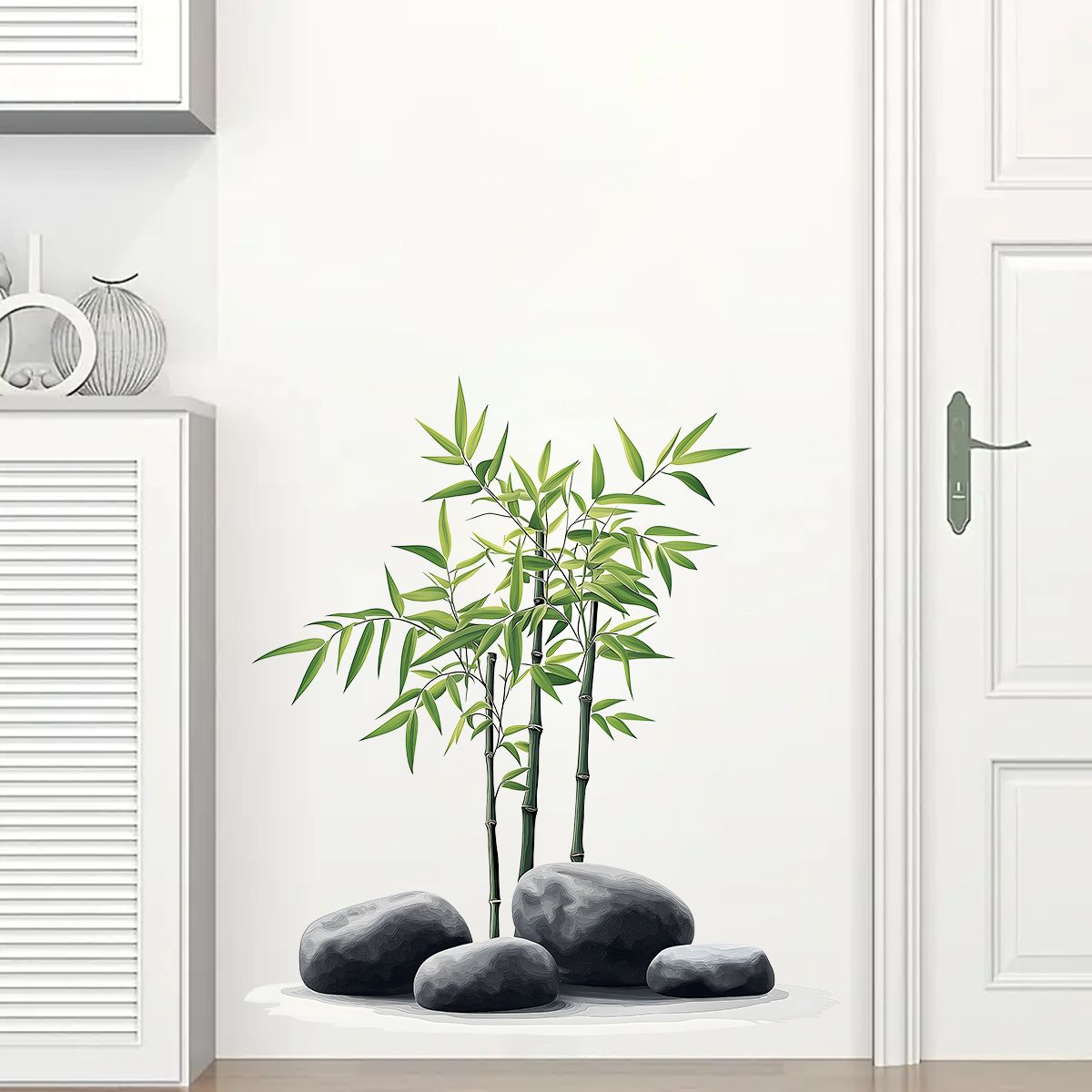 Home Bathroom Tiles - Ink Bamboo Wall Sticker Bathroom Toilet