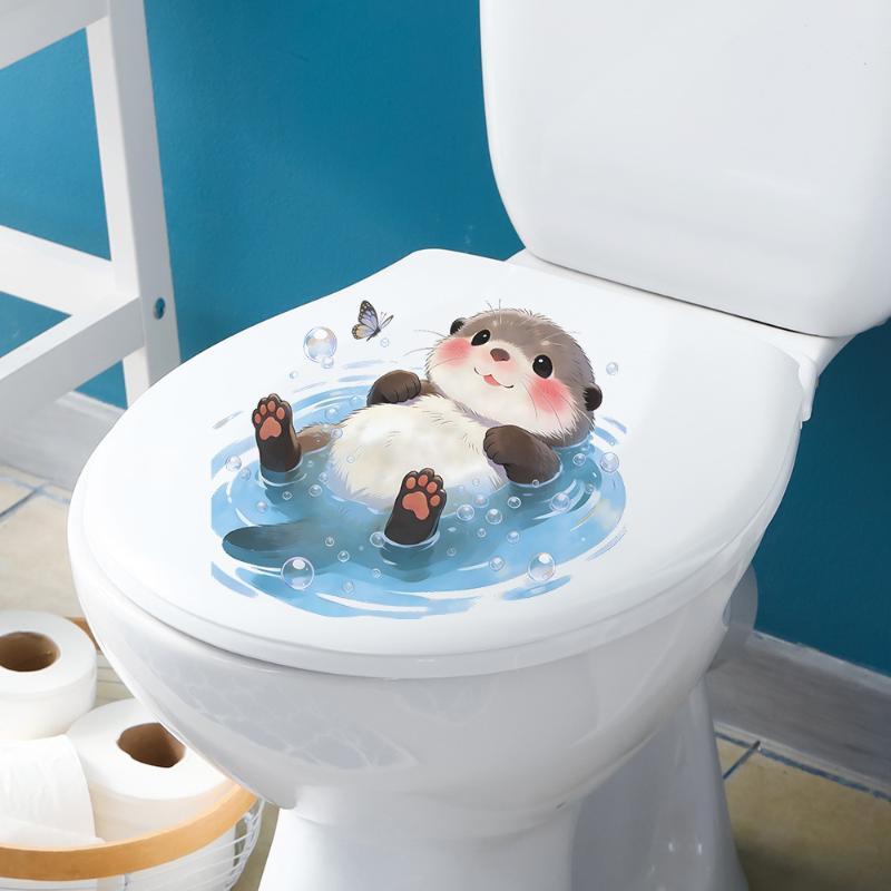 Jet Home Bathroom Accessories - Cute Otter Toilet Tank Sticker Ocean