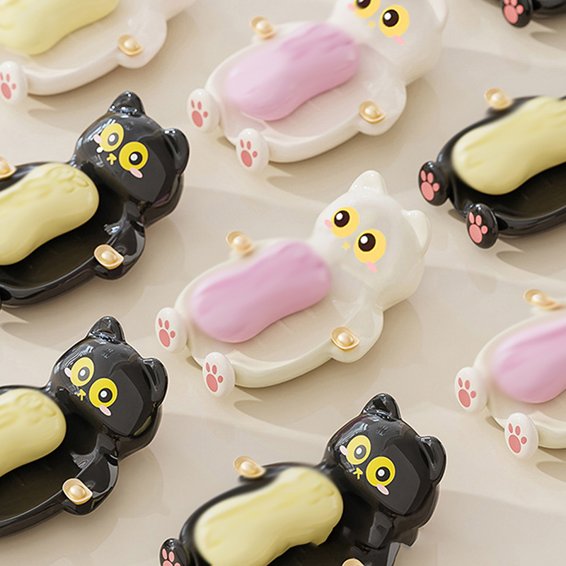Jet Home Bathroom Accessories - 1pc Cute Cat Soap Dish, Creative