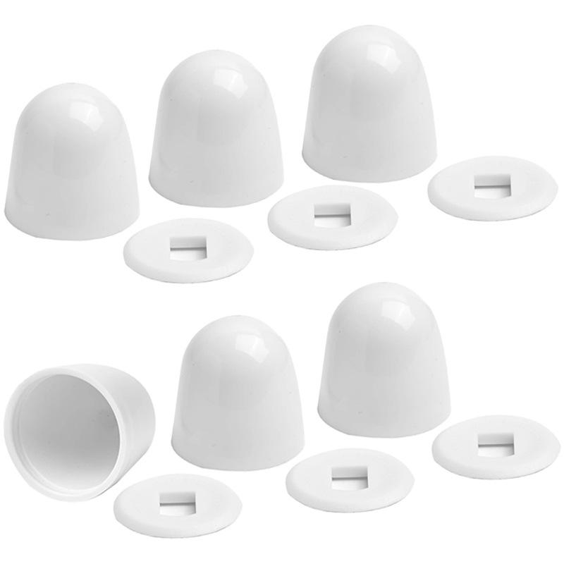 Jet Home Bathroom Accessories - 6pcs White Toilet Bolt Caps For