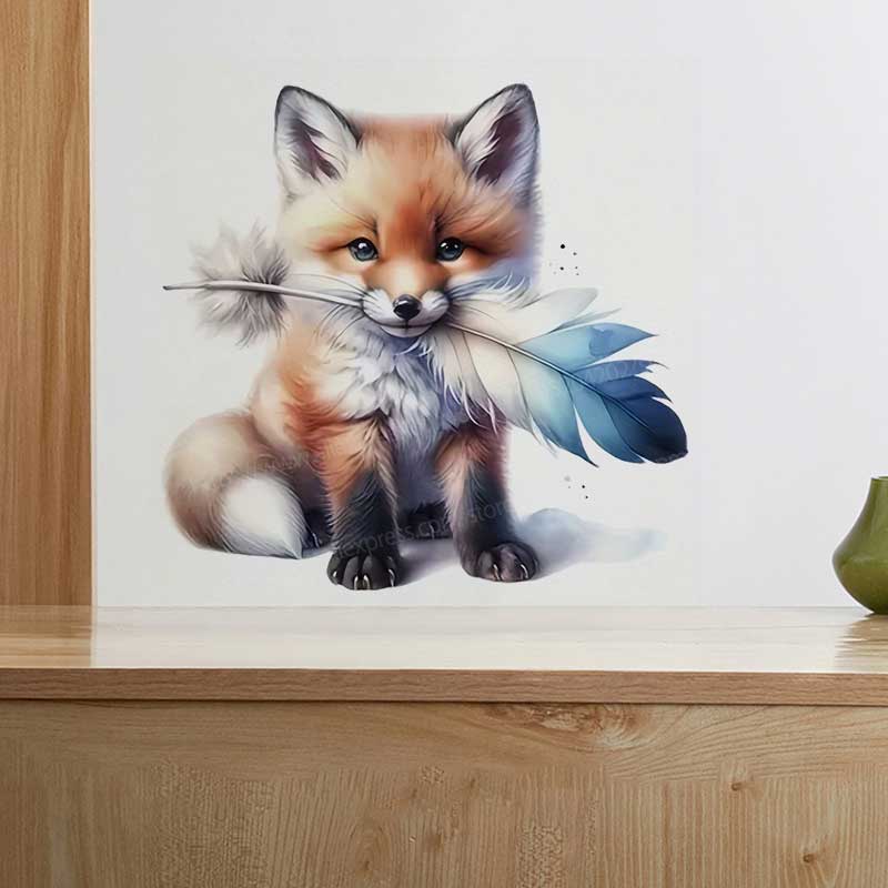 Home Bathroom Tiles - Cute Fox/Spotted Cat Toilet Cover Decal