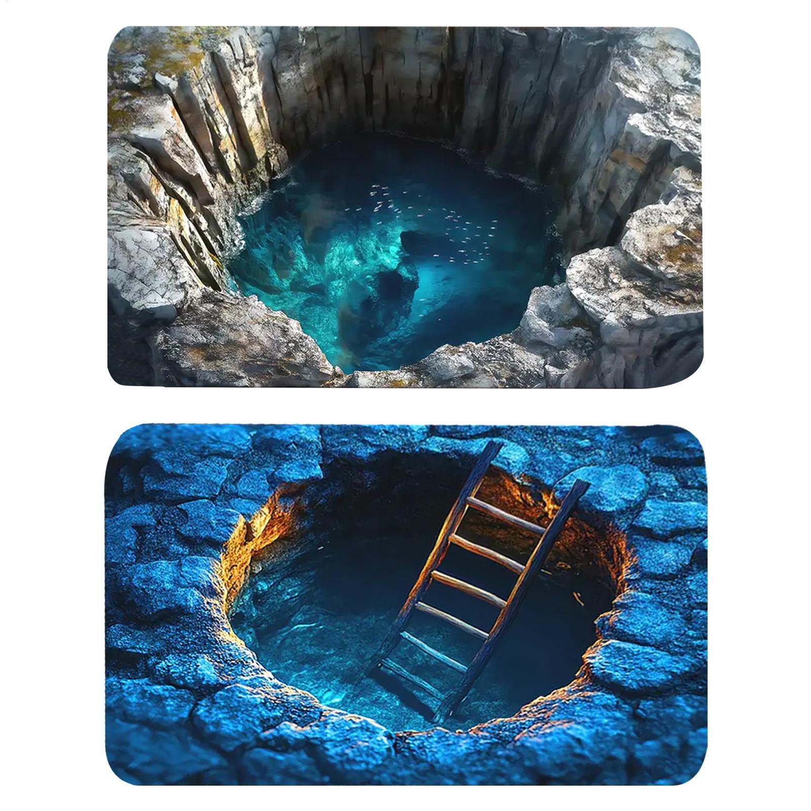Home Kitchen Bathroom Cleaning - 3D Optical Illusion Hole Rug Non