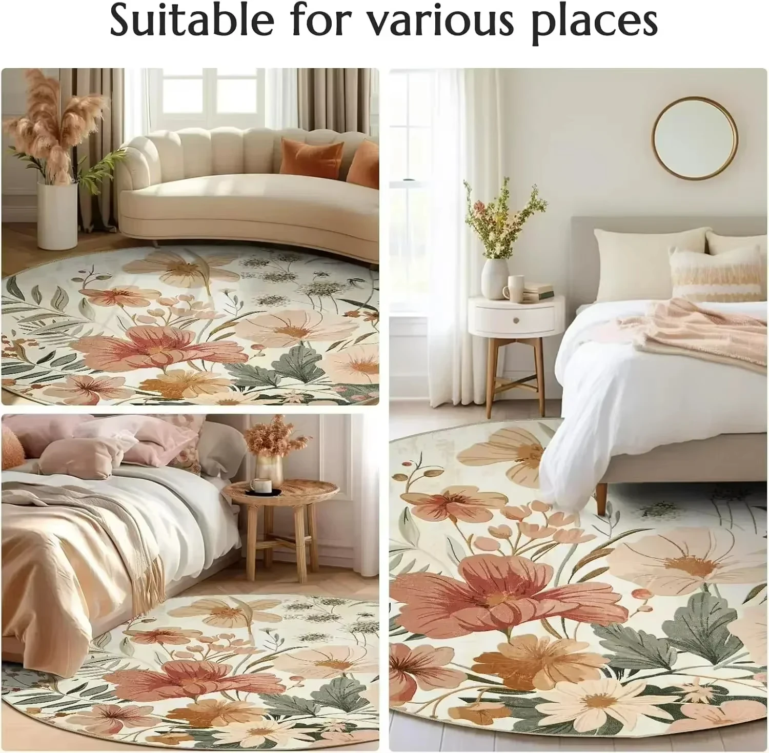 Boho Round Rug Non-Slip Retro  - đánh giá và giá Home Toilet Bathroom Design