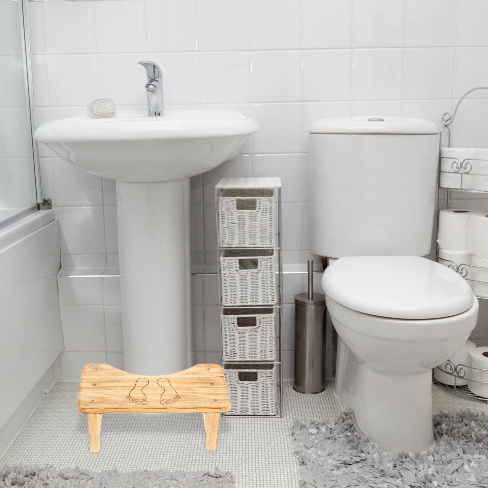 Toilet Step Stool Solid Wood B - đánh giá và giá Home Toilet Bathroom Design