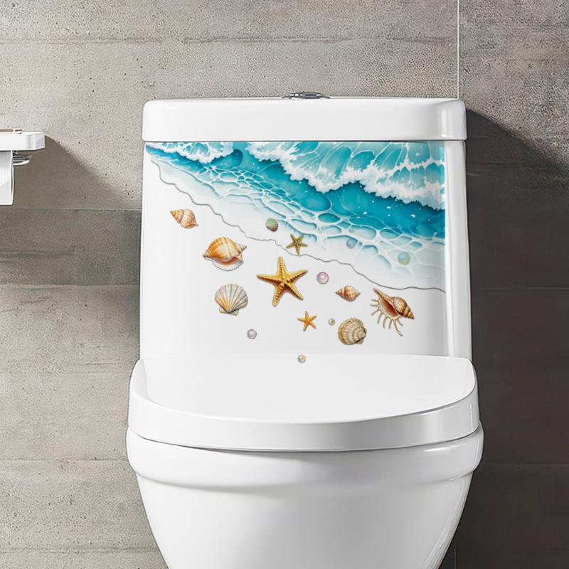 Ocean Themed Toilet Sticker Wa - đánh giá và giá Home Toilet Bathroom Design
