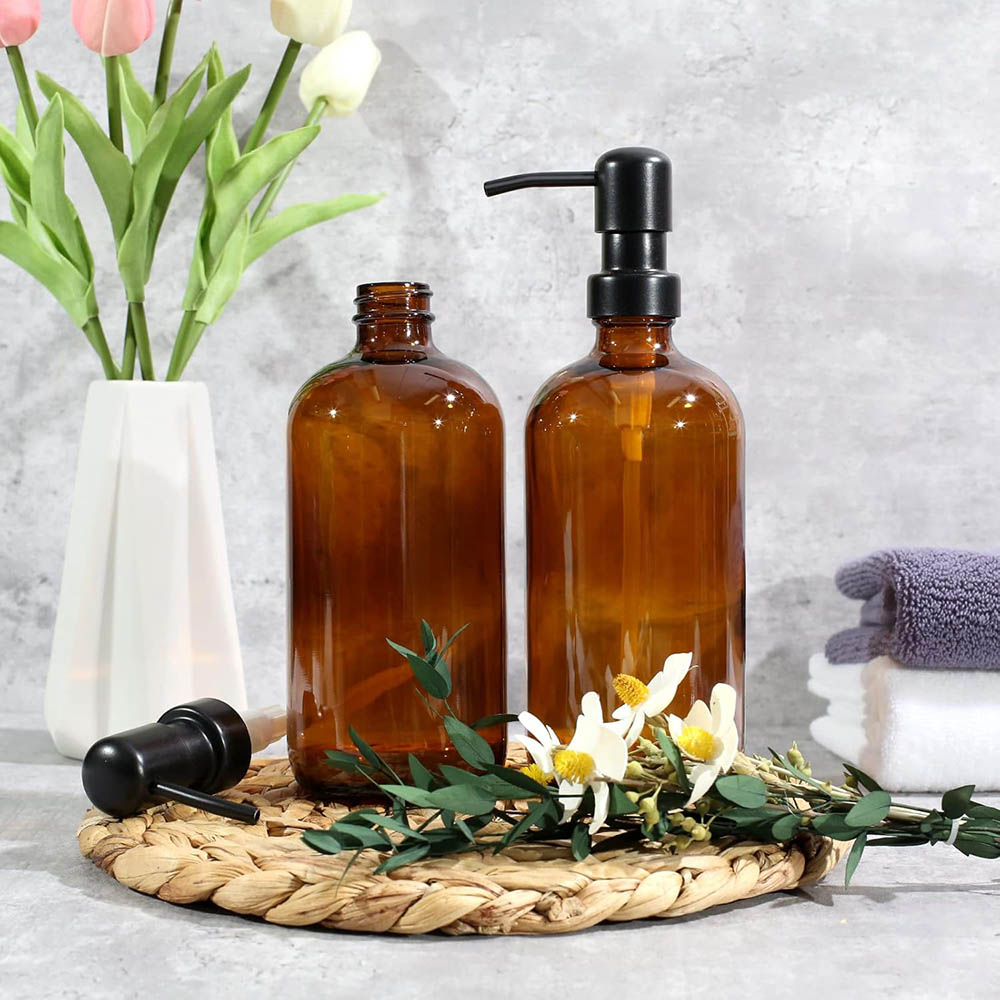 Amber Glass Soap Dispenser, 2  - đánh giá và giá Soap Dispenser Pump